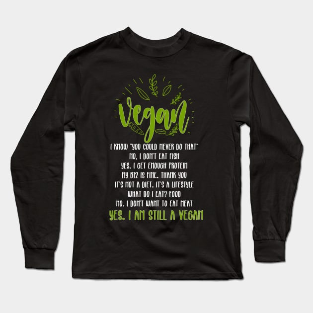 I Am Still A Vegan Long Sleeve T-Shirt by Skylane